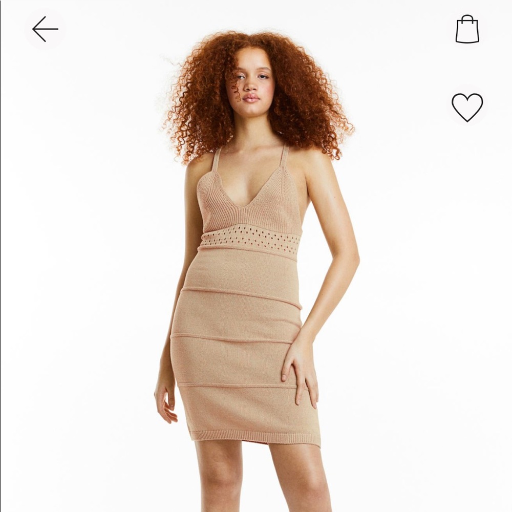 BEIGE KNIT COTTON DRESS